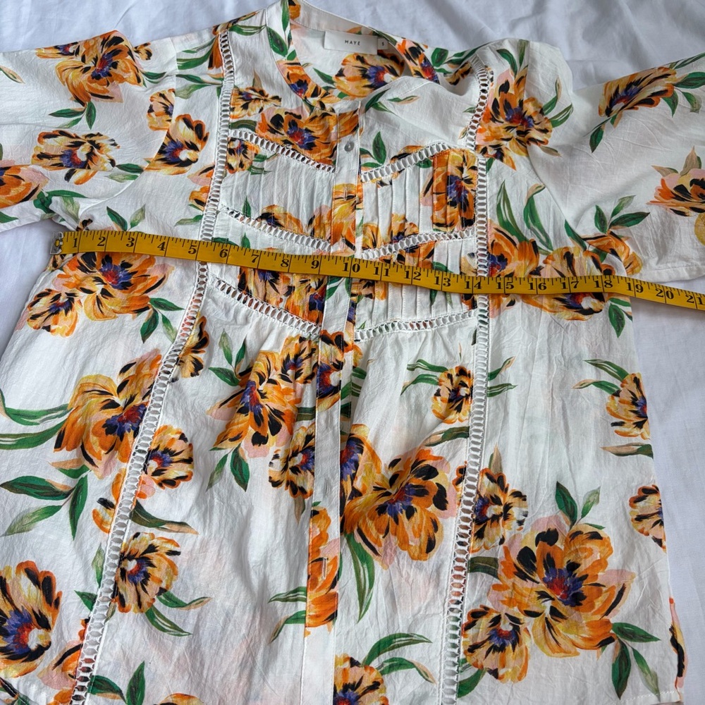 Anthropologie MAYE Floral Pintuck Button Front Blouse Boho Top Size S - Picture 6 of 8